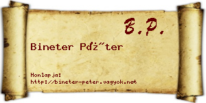 Bineter Péter névjegykártya